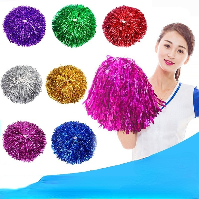 1 pcs Aluminum Foil Plastic Metal Cheerleader Pompoms for Football